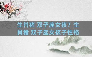生肖猪 双子座女孩？生肖猪 双子座女孩子性格